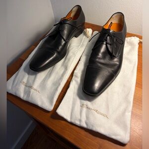 Santoni Skyler Black Leather Dress Shoes - Size 11 (standard width)